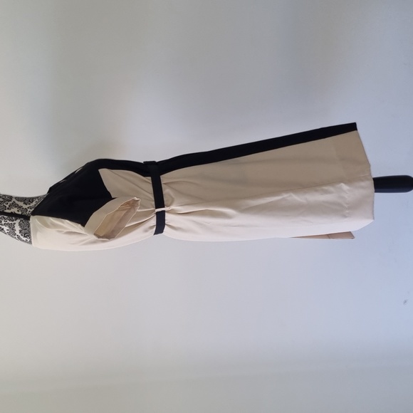 Katies, vintage cream/black panel midi dress, with belt, size 10 - Picture 4 of 7